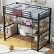 preview thumbnail 3 of 7, Twin Size Metal Loft Bed with Shelves, Desk and Basketball Hoop