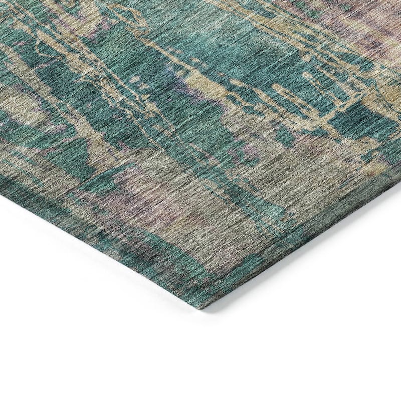 Machine Washable Indoor/ Outdoor Abstract Modern Chantille Rug
