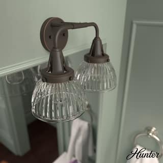 Hunter Cypress Grove 2-Light Vanity Wall Light - Industrial, Transitional, Contemporary - Damp Rated!