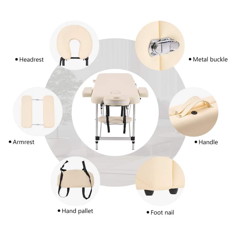 3 Folding Portable Massage Table Professional Aluminum Alloy