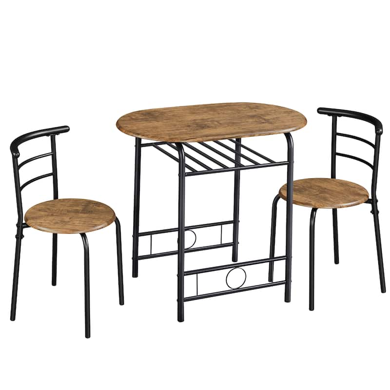 Yaheetech Modern Round Dining Table Set, 3 Piece Dining Room Sets for Kitchens, Apartments