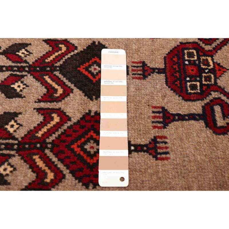 ECARPETGALLERY Hand-knotted Baluch Tan Wool Rug - 3'8 x 6'1