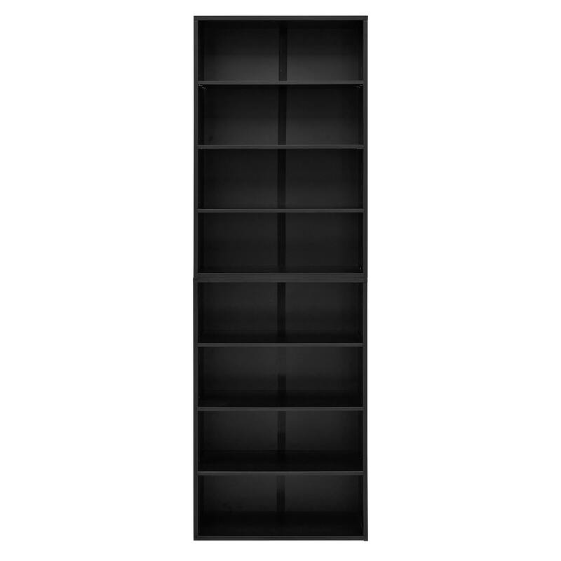 Anmytek Black Bookcase,Storage Cabinet,Adjustable shelf 8-layer storage Vertical Storage