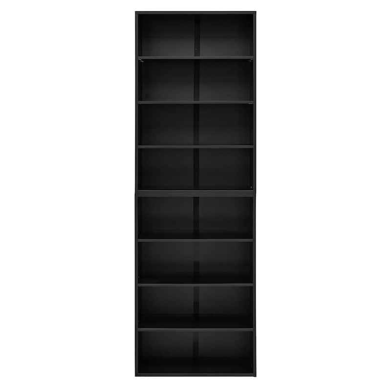 Modular 8-Tier Storage Cabinet –Convertible Bookcase with Adjustable Shelves, Dual-Layer Design Separates into Two 4-Layer Units