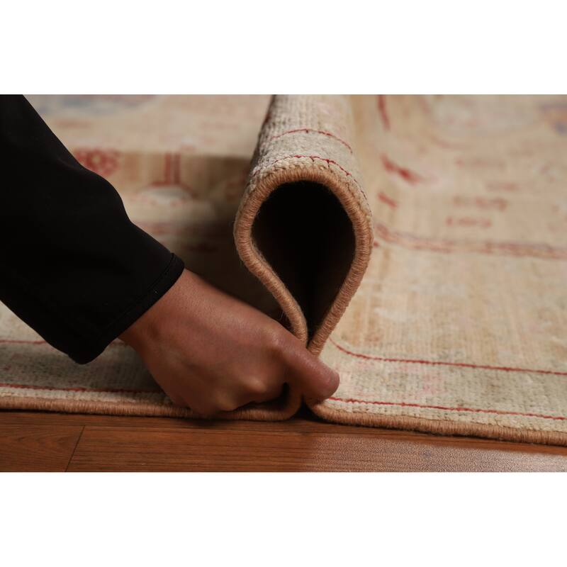 Hand Knotted Oriental 100% Wool Carpet Transitional Floral Brown Oushak Area Rug - 11' 11'' X 8' 11''