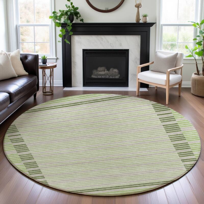Premium Washable Super Soft Border Geo Mayfield Rug - Aloe - 8' x 8'