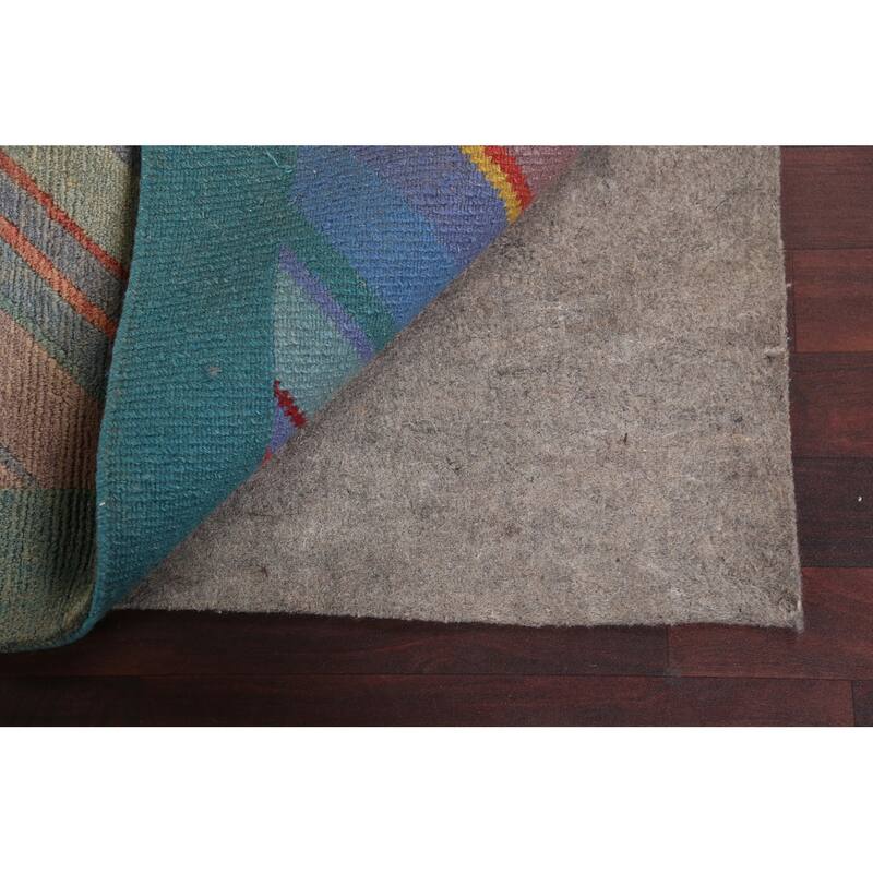 Striped Vegetable Dye Nepalese Wool Area Rug Hand-knotted Foyer Carpet - 5'0" x 8'5"