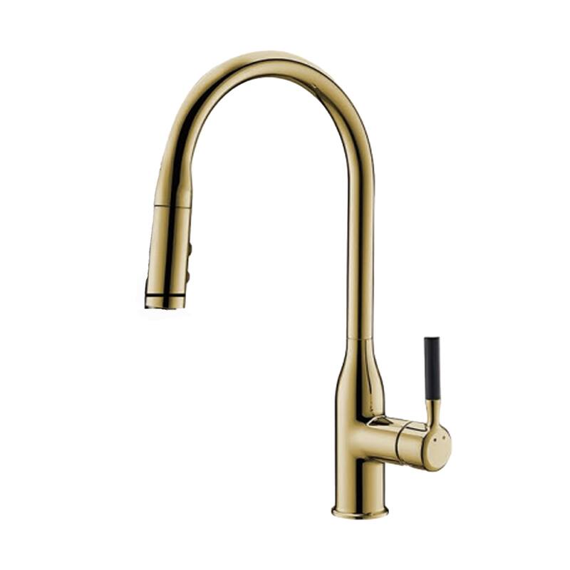 CB HOME Gold/Black/Sliver Kitchen Faucet, 17'' Kitchen Sink Faucet, Faucet for Kitchen Sink with Pull Down Sprayer, Two Function - Gold