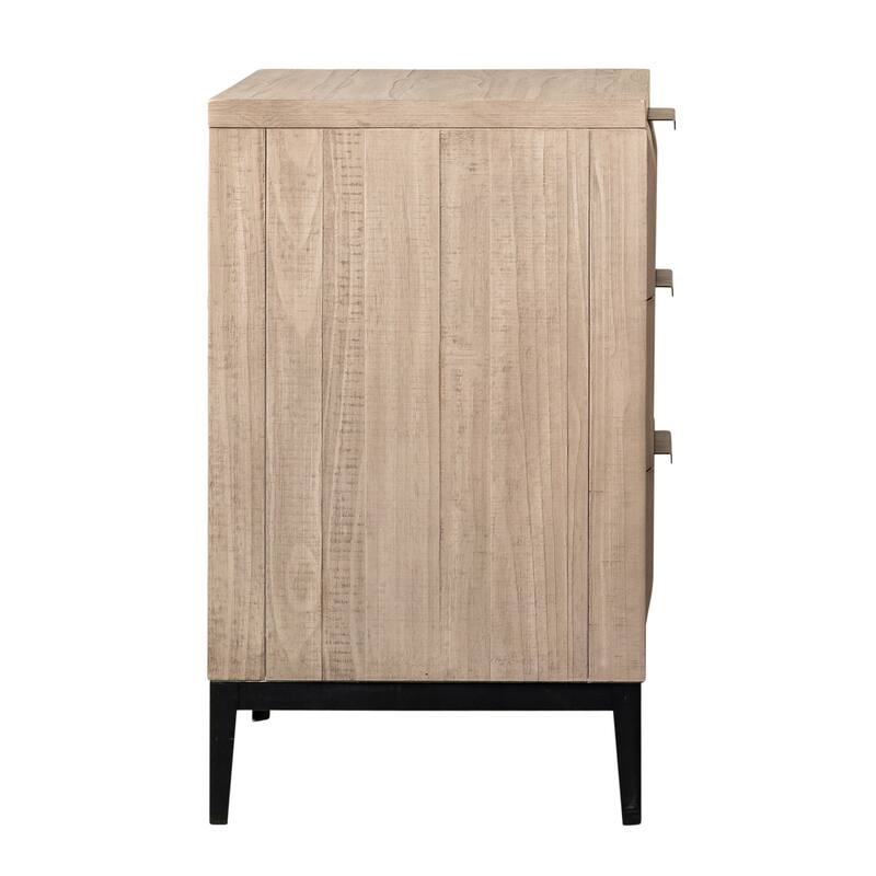 Emilia Grey Wash Pine Modern 3-Drawer Storage Nightstand