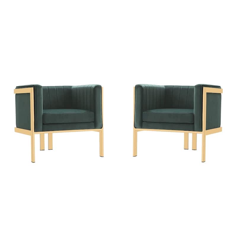 Manhattan Comfort Paramount Brass Velvet Accent Armchair (Set of 2)