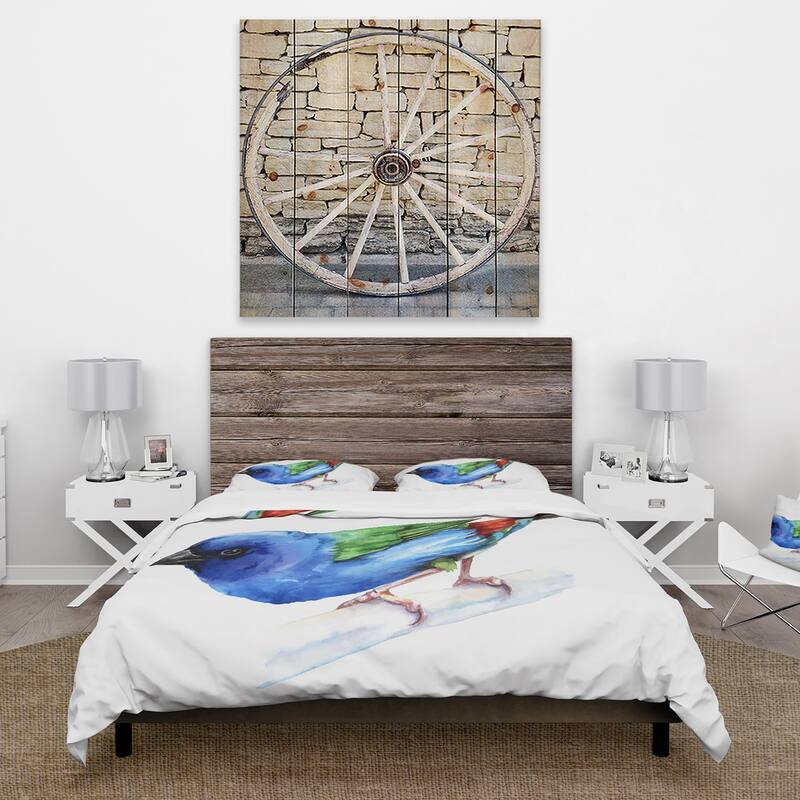 Designart 'Forbes Finch Bird' Traditional Duvet Cover Set