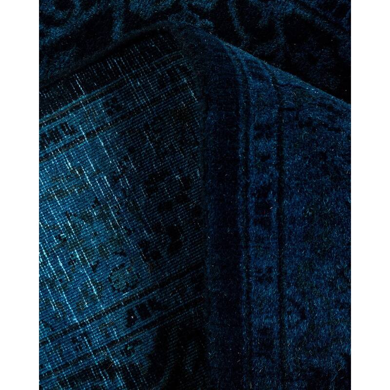 Overton Hand Knotted Wool Vintage Inspired Modern Contemporary Overdyed Black Runner Rug - 2' 7" x 18' 9"