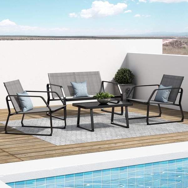 Corvus Yorkdale 4-piece Outdoor Sling Fabric Conversation Set. Opens flyout.