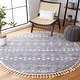 preview thumbnail 38 of 117, SAFAVIEH Berber Fringe Shag Leatha Trellis Rug 6'7" Round - Light Grey/Ivory - Round