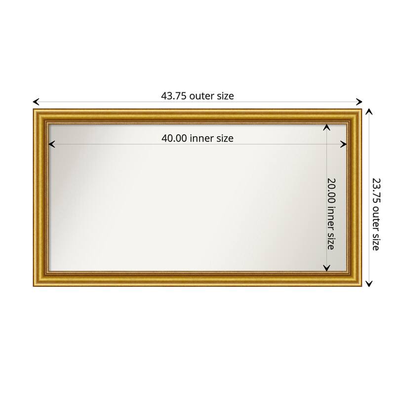 Townhouse Gold Framed Non-Beveled Custom Wall Mirror, Bathroom Vanity Mirror - Outer Size: 43.75 x 23.75