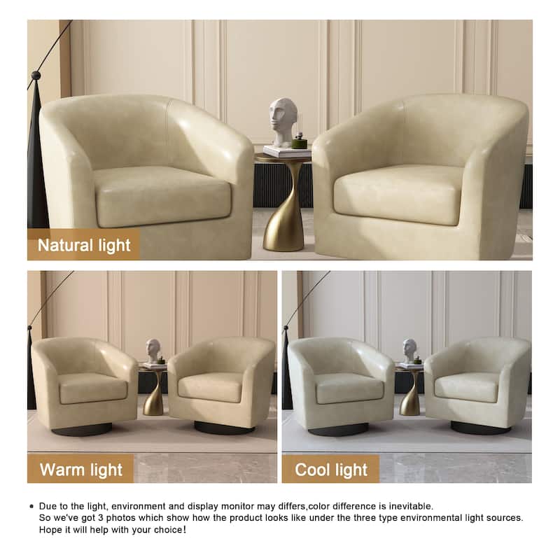 2 Set 360°Swivel Fabric Accent Chairs Barrel Armchairs