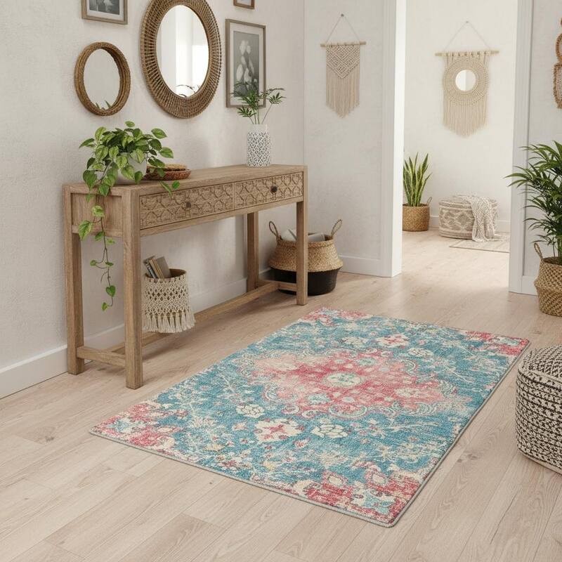 HomeRoots Medallion Traditional Rectangle Area Rug - 4' X 6'