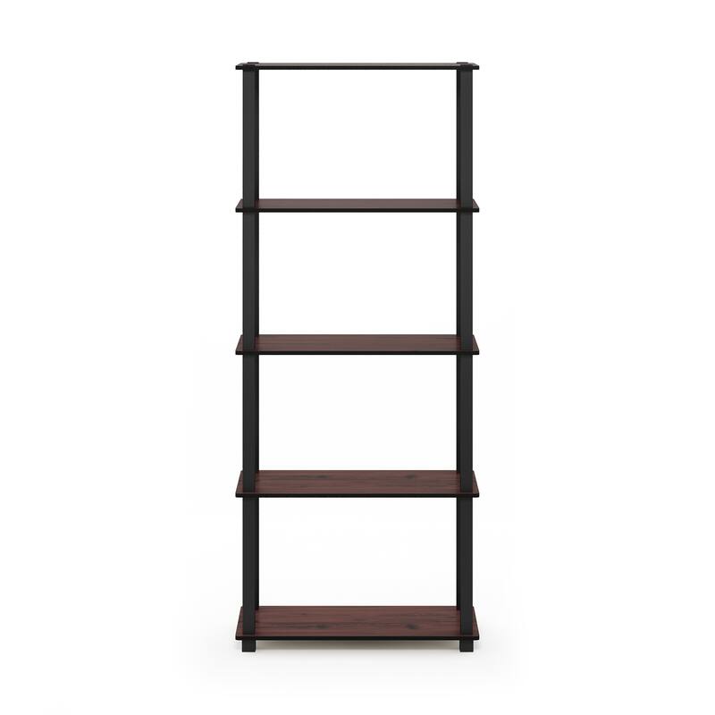 Furinno Turn-S-Tube 5-Tier Square Leg Multipurpose Display Rack - Dark Cherry/Black