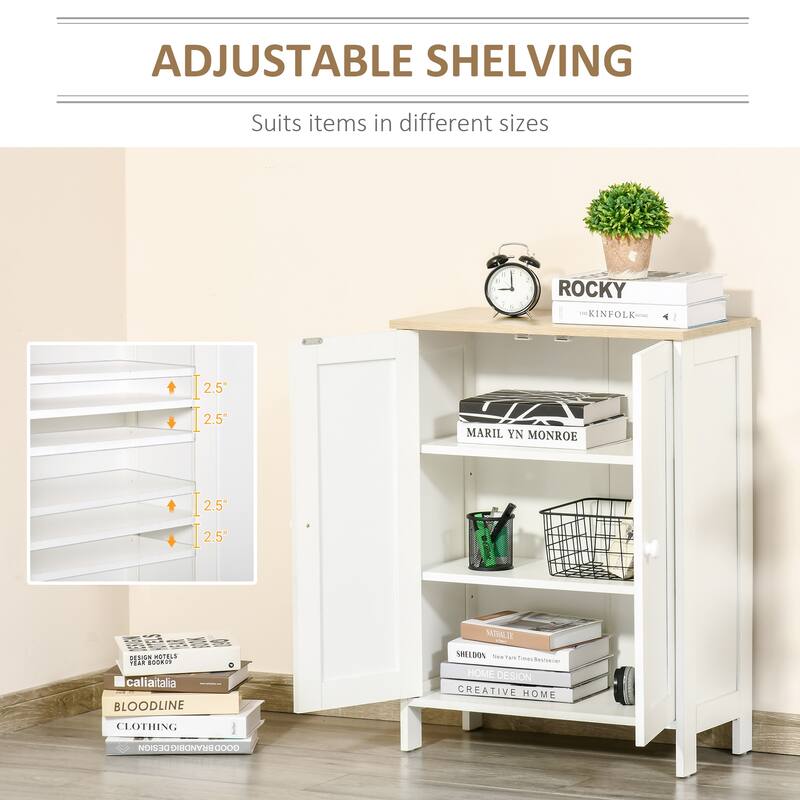 White Modern Storage Cabinet with Adjustable Shelves Magnetic Door Anti-Tip Organizer for Kitchen Dining Living Room