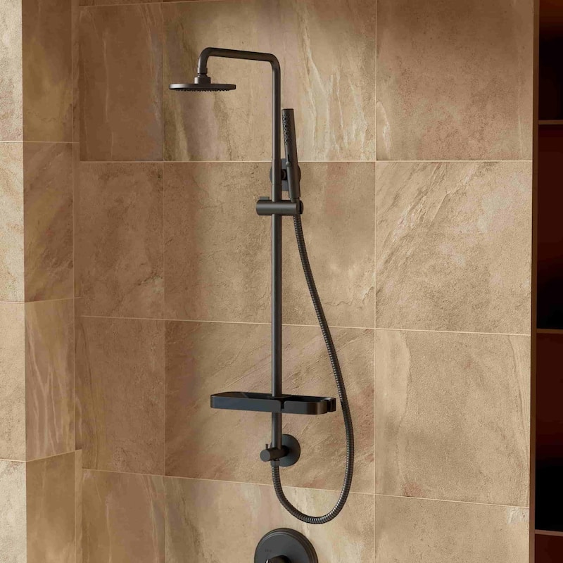 Modland 4-Way Exposed Retrofit Shower System with Rainfall & Handheld, Easy Install in Black/Nickel/Chrome - Matte Black