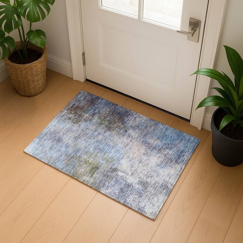 Premium Washable Super Soft Ombre Solid Mayfield Rug - Denim - 1'8" x 2'6"