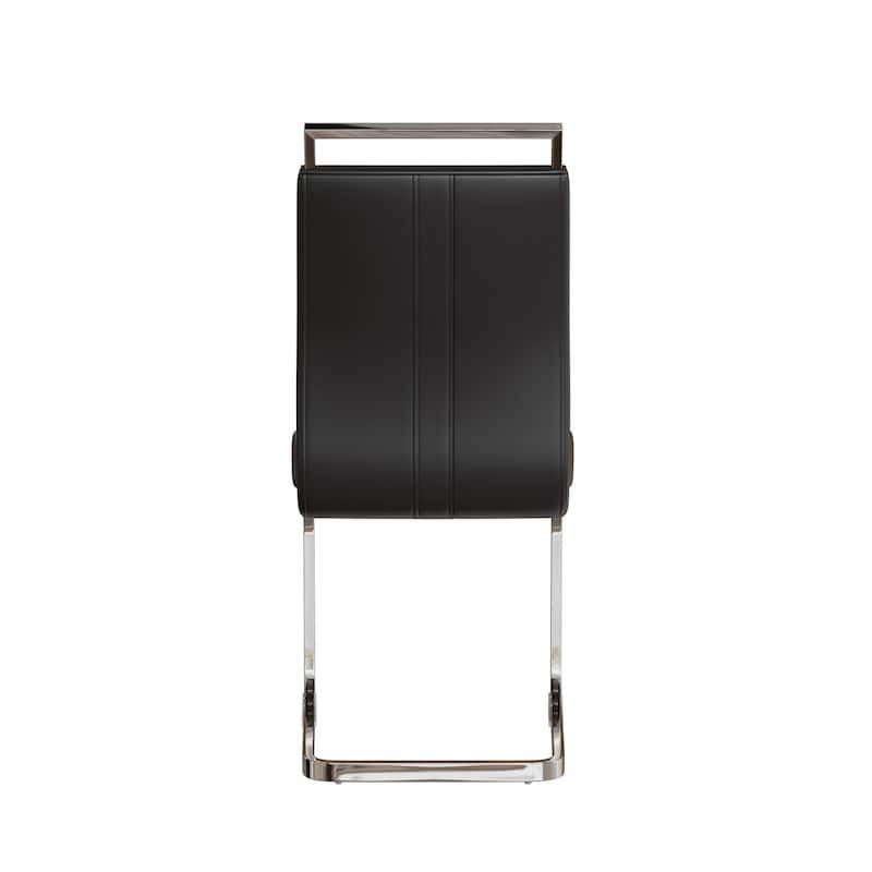 Modern Style Faux Leather High Back Dining Chairs Set of 4 with Metal Legs for Dining Room