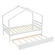 preview thumbnail 10 of 10, White Twin Size Pine Wood House-Shaped Bed with Trundle and Roof