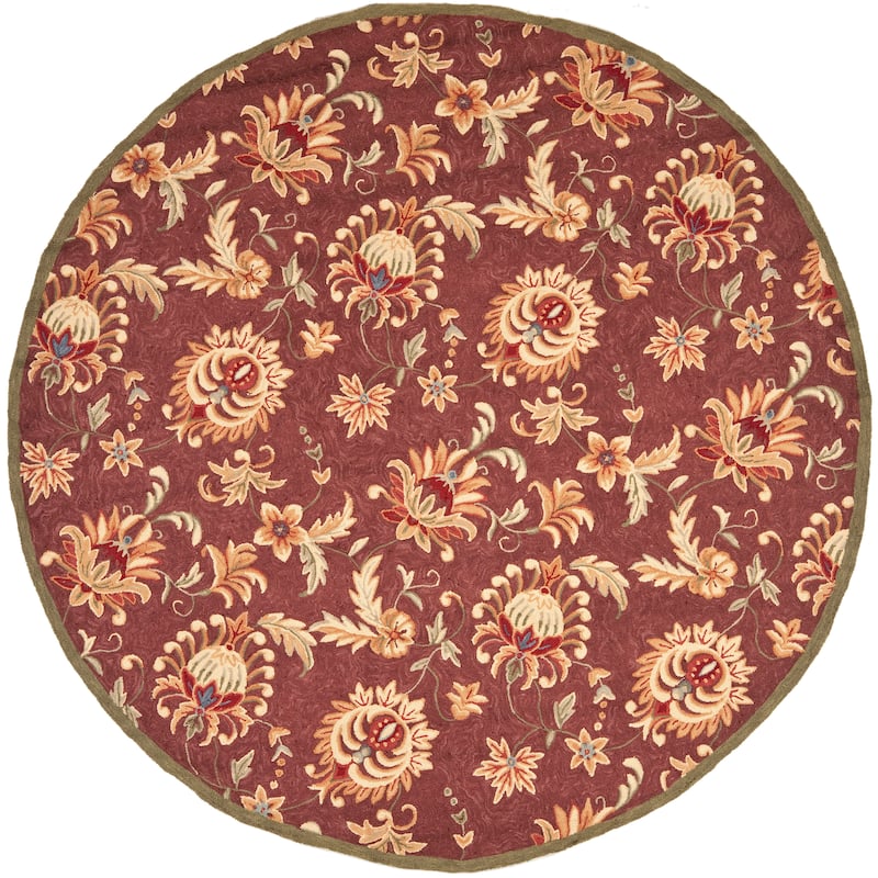 SAFAVIEH Handmade Easy Care Faidra Oriental Rug - 8' Round - Maroon/Green