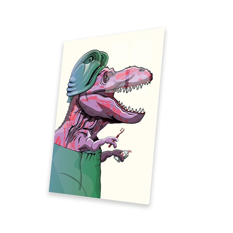 Dinosaur Tyrannosaurus Brushing Teeth Print On Acrylic Glass by ...