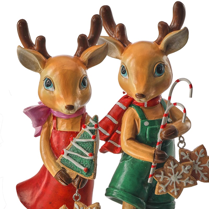 9.5" Resin Sugar And Spice Deer Set of 2