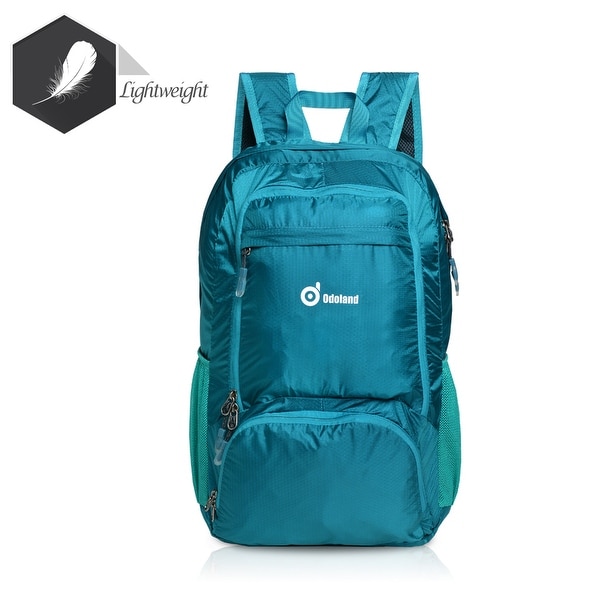 Foldable Lightweight 35L Backpack Multiple Storage Compartments Folding Daypack Water Resistant Fabric Outdoor Green