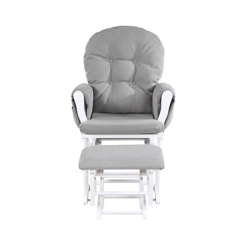 Mason Glider and Ottoman Wood and Oyster Fabric