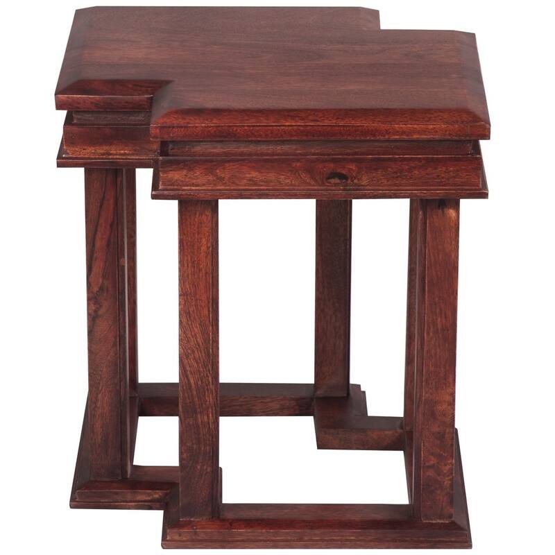 Handmade Double Diamond Accent Table (India) - 17" L x 18" W x 17" H