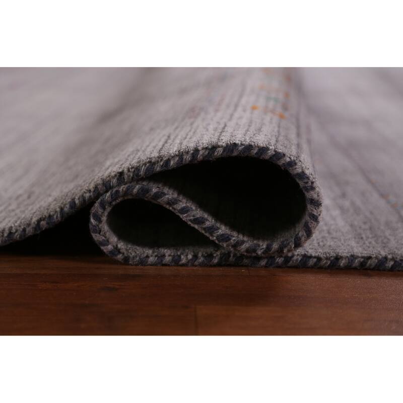 Hand Knotted Oriental 100% Wool Carpet Tribal Tribal Greys & Charcoal Gabbeh Area Rug - 9' 8'' X 8' 3''