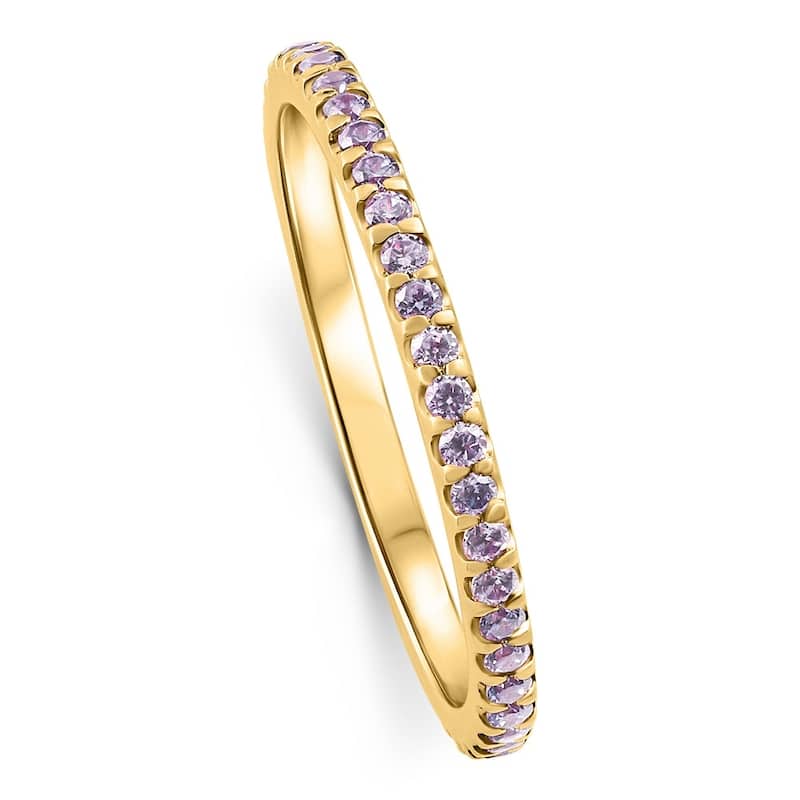 3/4Ct Genuine Amethyst Eternity Ring Stackable Band Yellow Gold