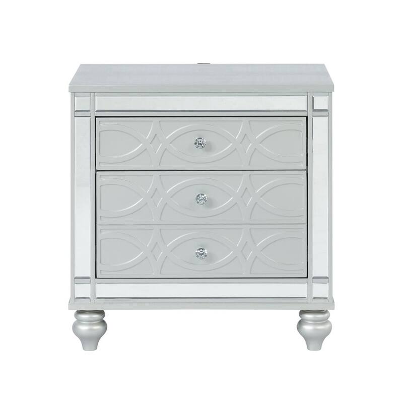 2 Drawers Nightstand with Fret Work Detail