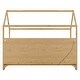 preview thumbnail 9 of 34, Kids Twin Floor Bed with Roof Frame and LED Light, Wooden House Bed with Bookshelf Storage and Guardrails