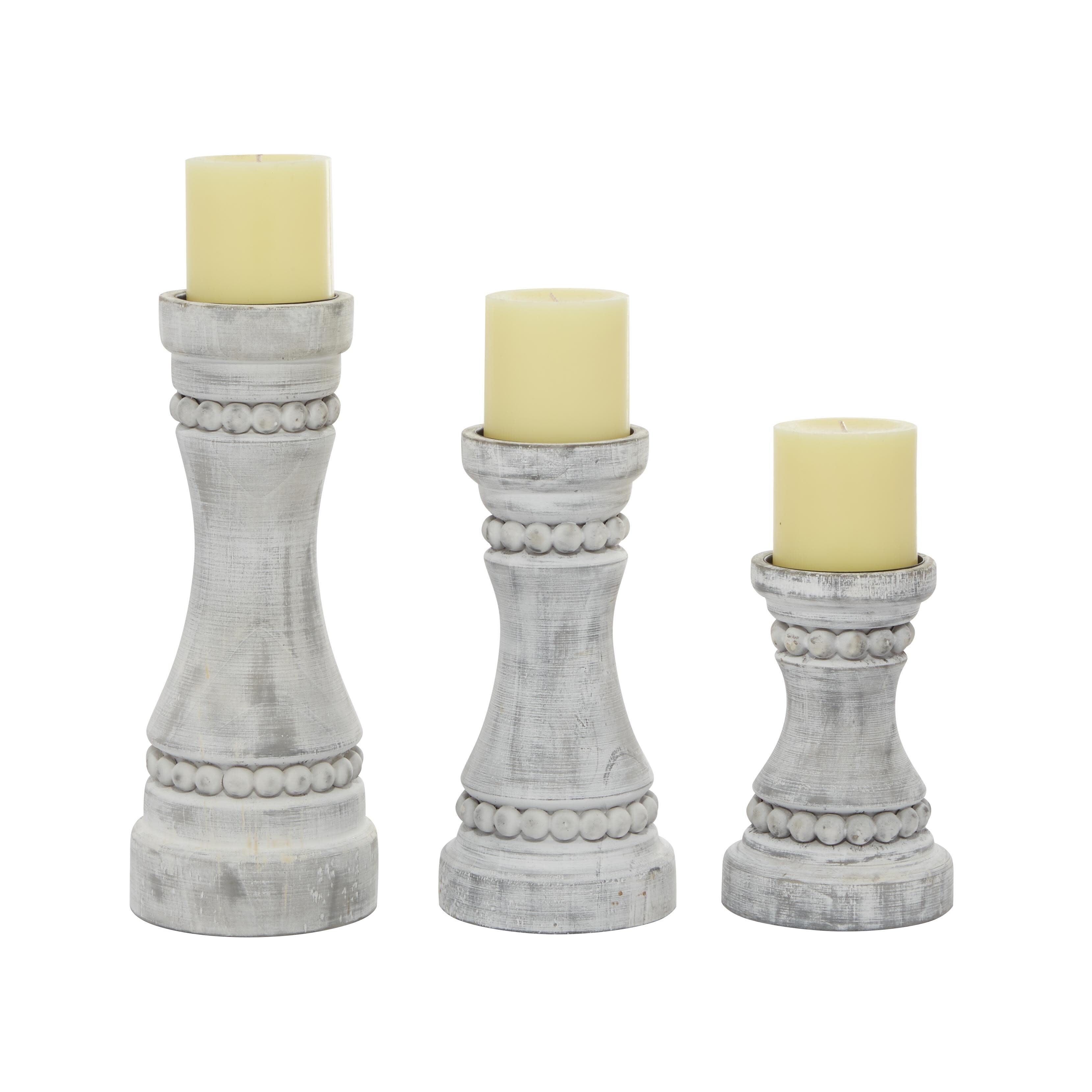 Roche River Decor - Wood Candle Holder - Set of 3 Gray