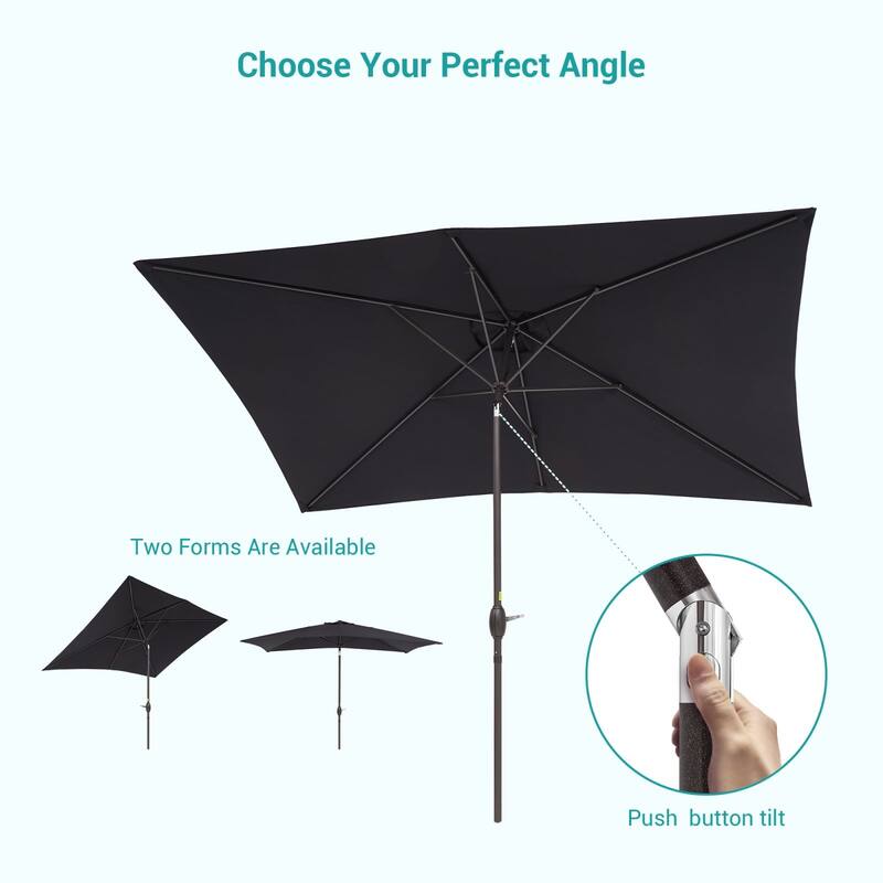 Bonosuki 10 x 6.5ft Patio Rectangular Umbrella with Tilt and Crank