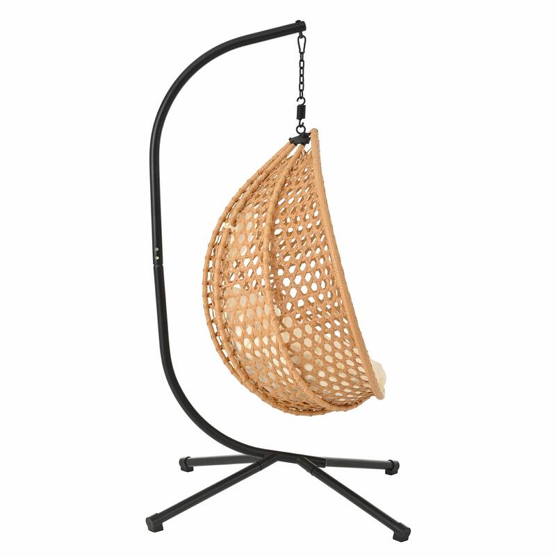 Sturdy Hammock Chair with Stand - Durable Hanging Egg Chair with Rattan Weaving