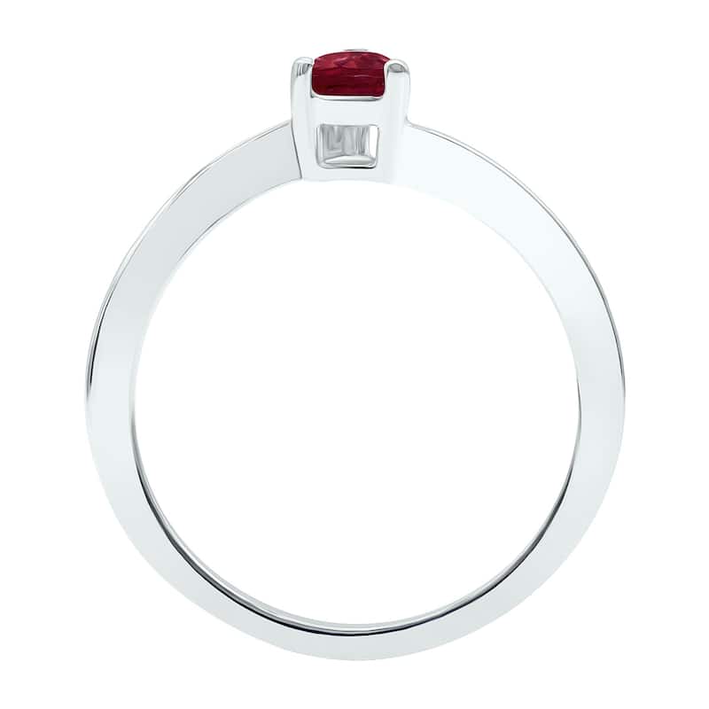 Women's Solitaire Ruby Wave Ring in 10K White Gold