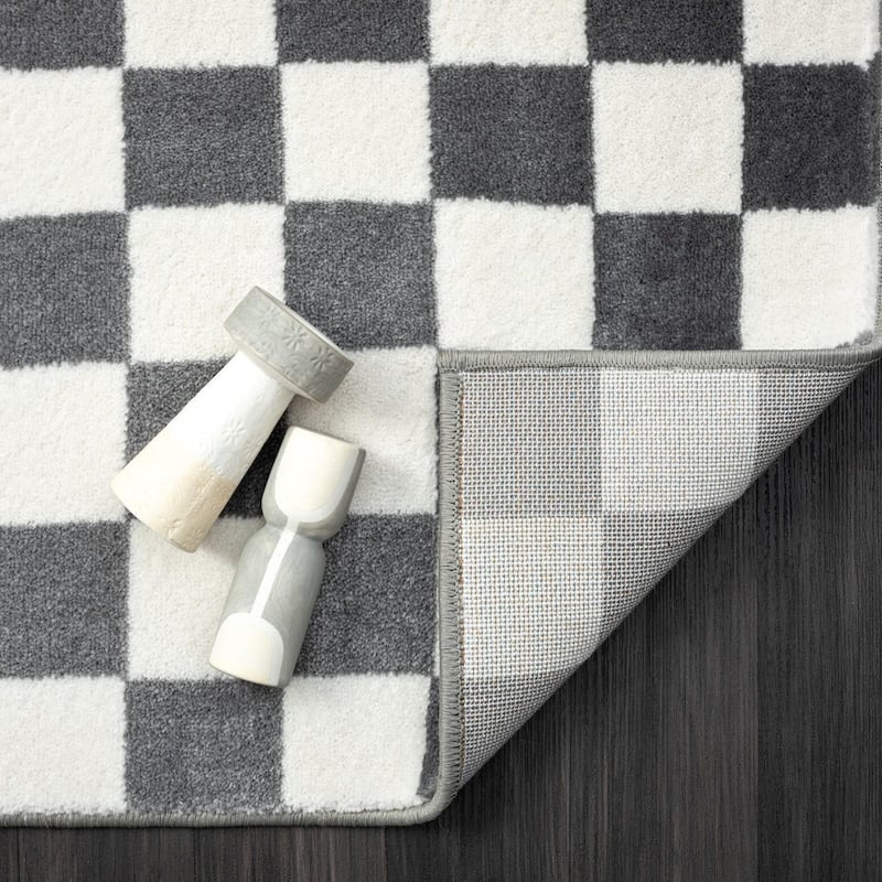 Luxe Weavers Checkered Geometric Gray 5x7 Area Rug