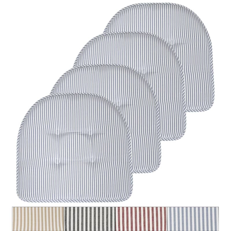 Sweet Home Collection Pinstripe U-Shaped Memory Foam Chair Cushions 17" x 16"