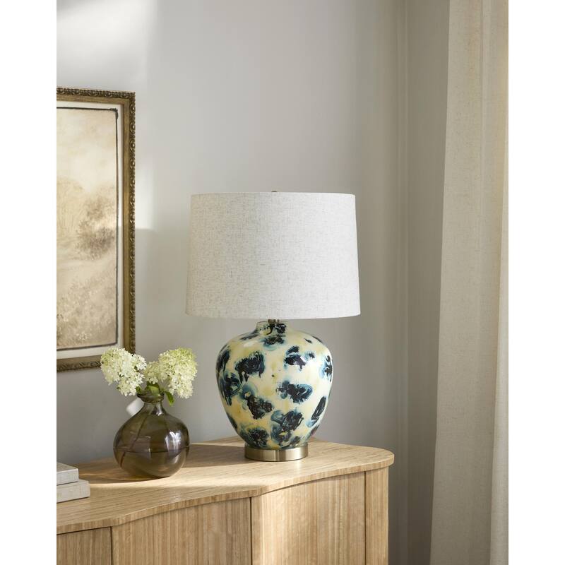 Livabliss Snicarte Traditional Accent Table Lamp - 25"H x 16"W x 16"D - Yellow/Beige