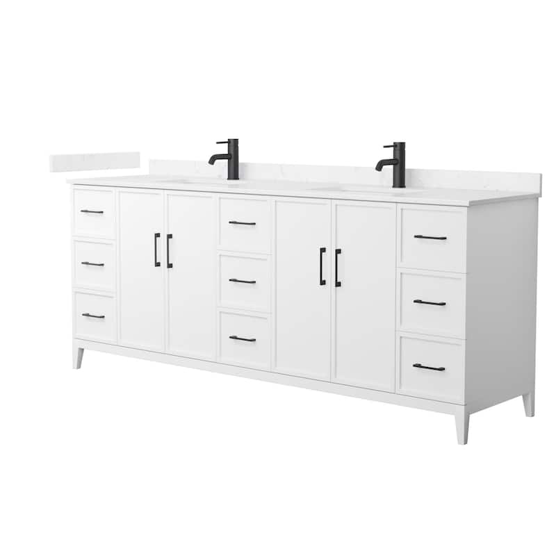 Wyndham Collection WCH717184D-VCA-UNSMXX Elan 84" Free Standing Double - White / Carrara Cultured Marble Top / Matte Black - Painted