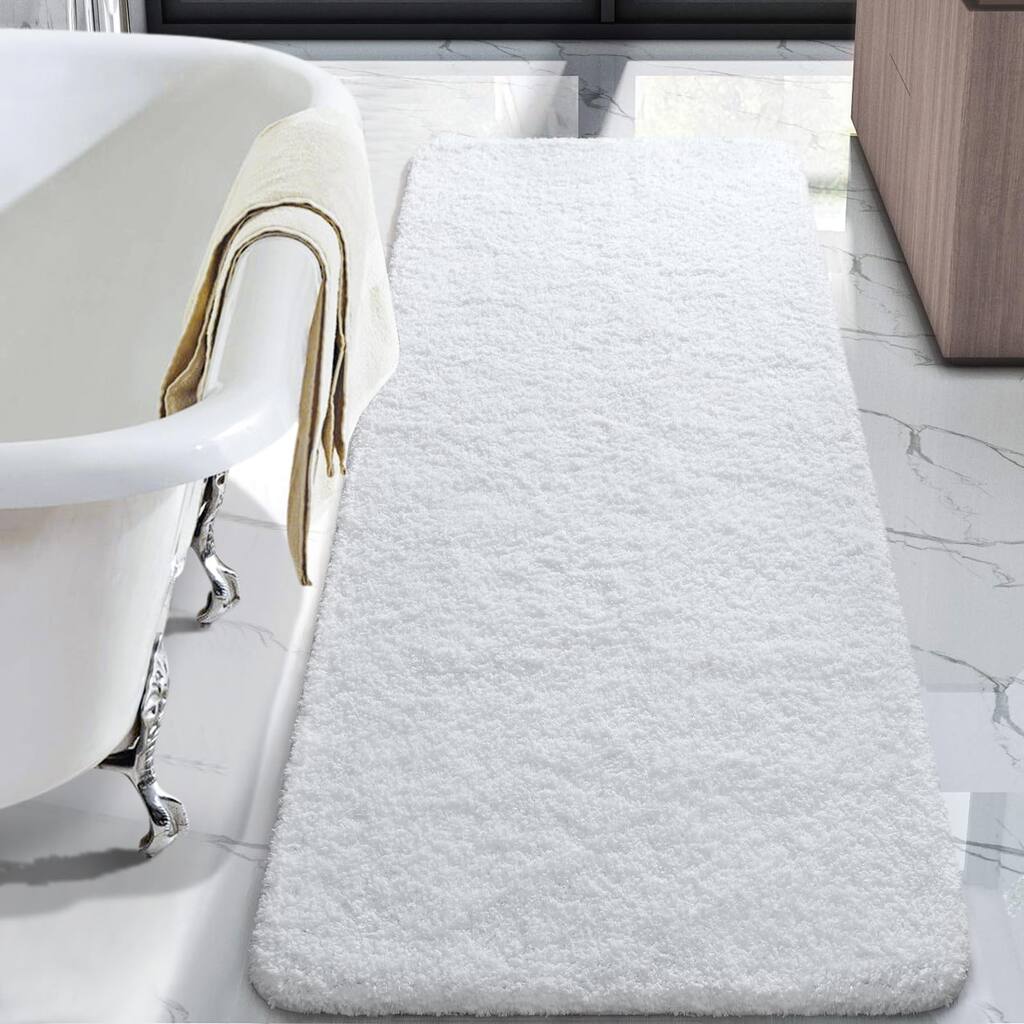 Bathroom Rug Runner 24x70 Inch, Soft Thick Microfiber Long Bath Rugs, Machine Washable, Shaggy Plush Non Slip Bath Mat