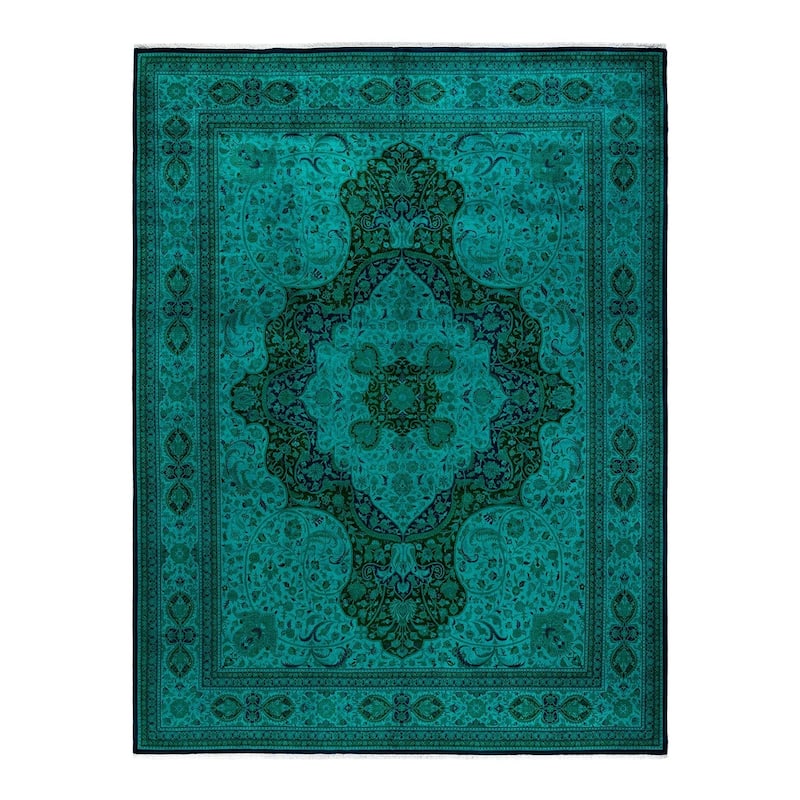 Fine Vibrance, One-of-a-Kind Hand-Knotted Area Rug - Green, 9' 2" x 12' 3" - 9' 2" x 12' 3"