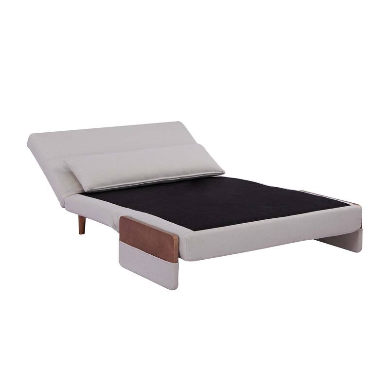 Extra Wide 3 in 1 Loveseat Folding Sofa Bed 10s Convert 3 Position Backrest Gray Small Apartment