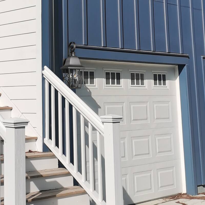 16" Elegant Matte Black Outdoor Wall Lantern with Clear Glass - Waterproof Sconce for House, Garage, and Front Door Lighting