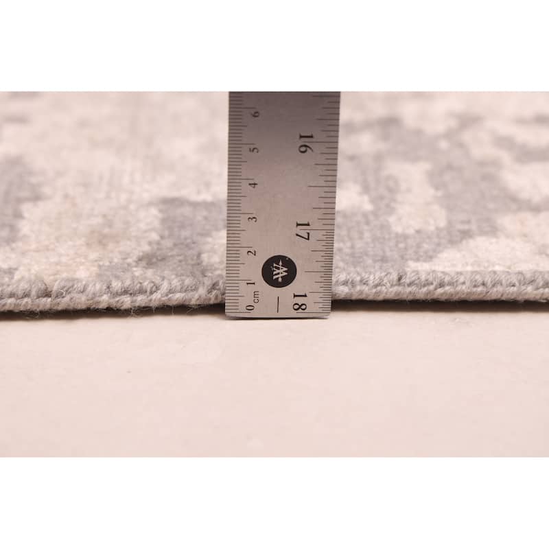 ECARPETGALLERY Hand-knotted Legacy Grey, Ivory, Light Khaki Silk, Wool Rug - 8'11 x 12'2